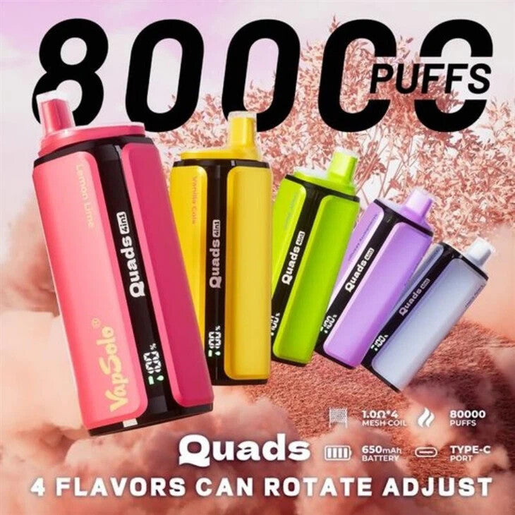 Vapsolo Quads 80.000 Puffs | Vape Descartável Recarregável 4 em 1