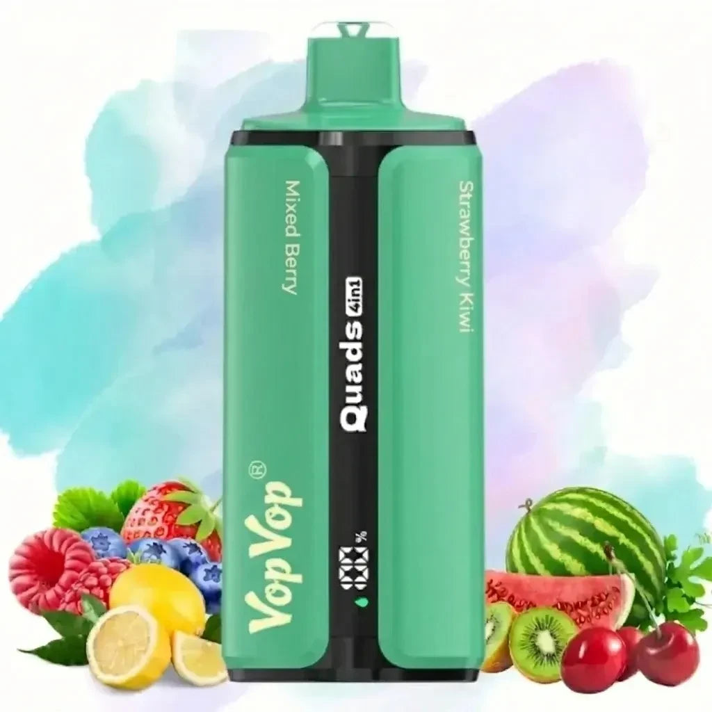 VopVop Quads 120.000 Puffs 4 em 1 - Bateria 650mAh Recarregável via Porta Type-C Rápida