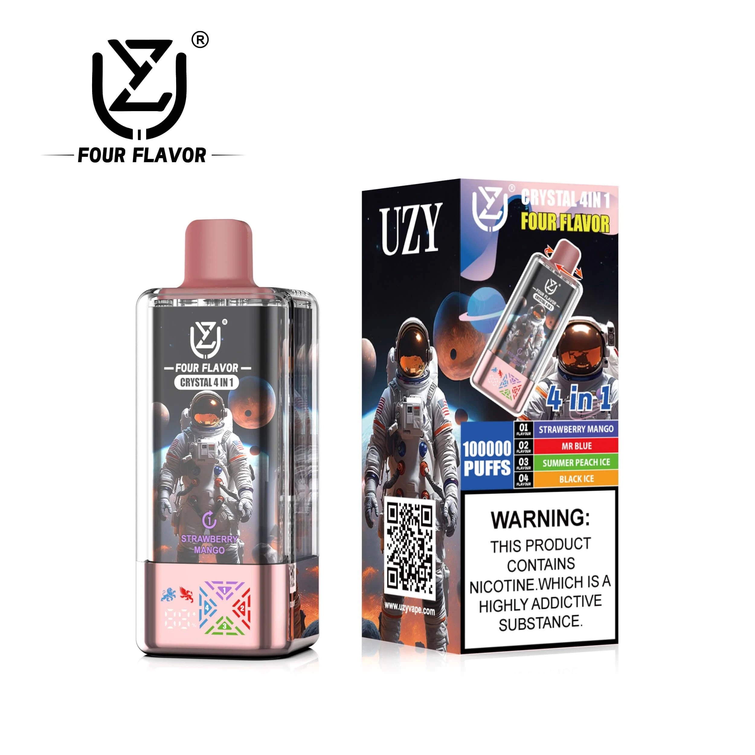 UZY 100.000 Puffs Crystal 4 em 1 - display LED inteligente e acabamento crystal