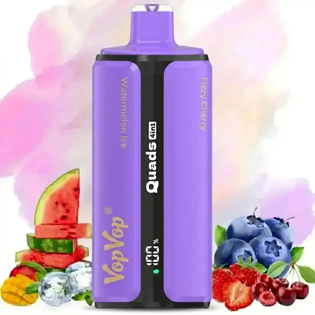 VopVop Quads 120.000 Puffs 4 em 1 - Sabores Limonada, Manga, Pêssego e Hortelã Gelada Premium