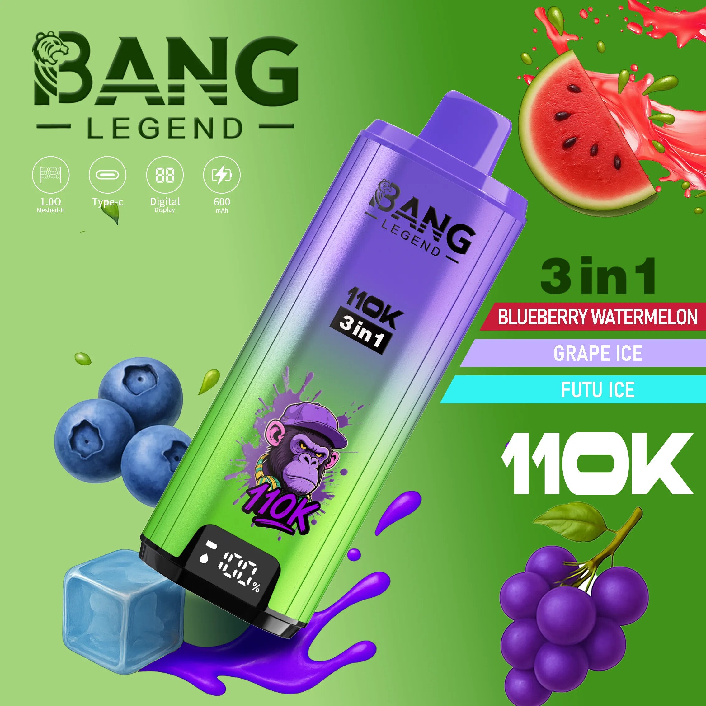 Bang Legend 110K Puffs Sistema 3 em 1 Troca de Sabor Instantanea Portugal