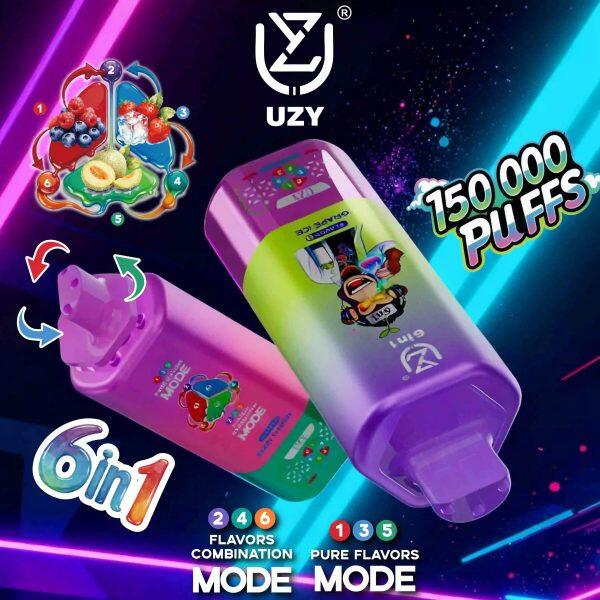 UZY 150K Vape Descartável 6 em 1 150000 Puffs Display LED Portugal