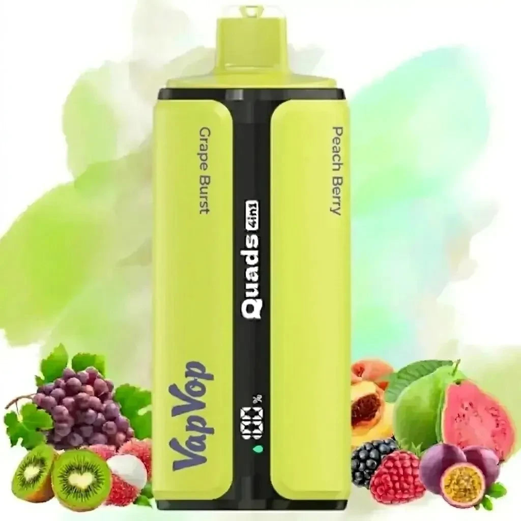 VopVop Quads 120.000 Puffs 4 em 1 - Ecrã LED Inteligente Mostra Nivel de Bateria e E-líquido