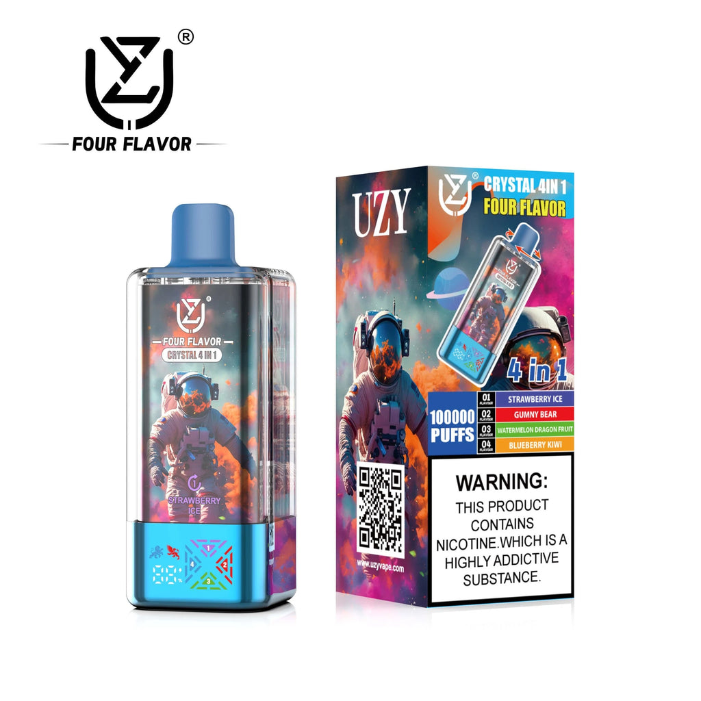 UZY 100.000 Puffs Crystal 4 em 1 - produto recarregável para uso prolongado