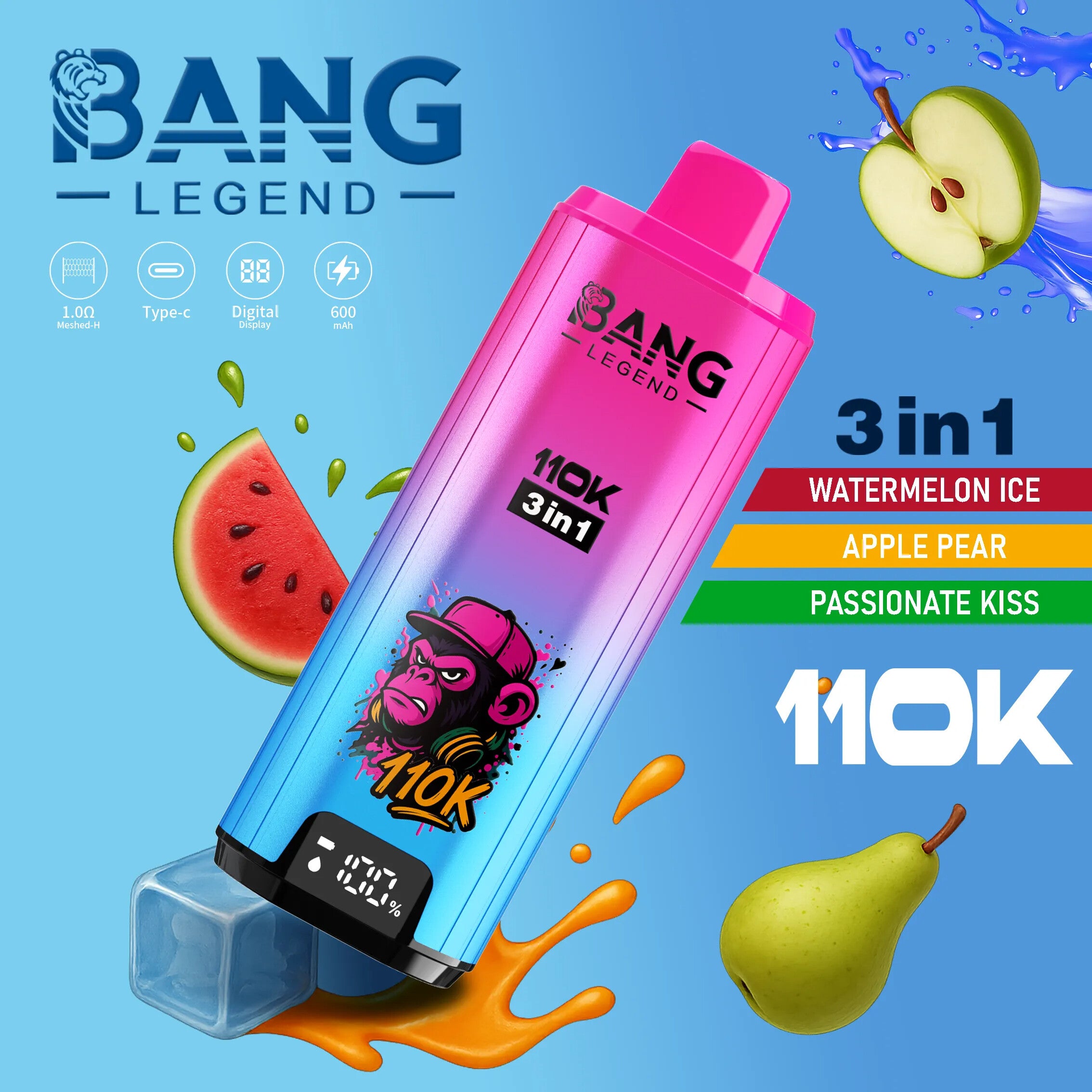 Bang Legend 110K Puffs Bateria 600mAh Recarregavel USB Type-C Portugal