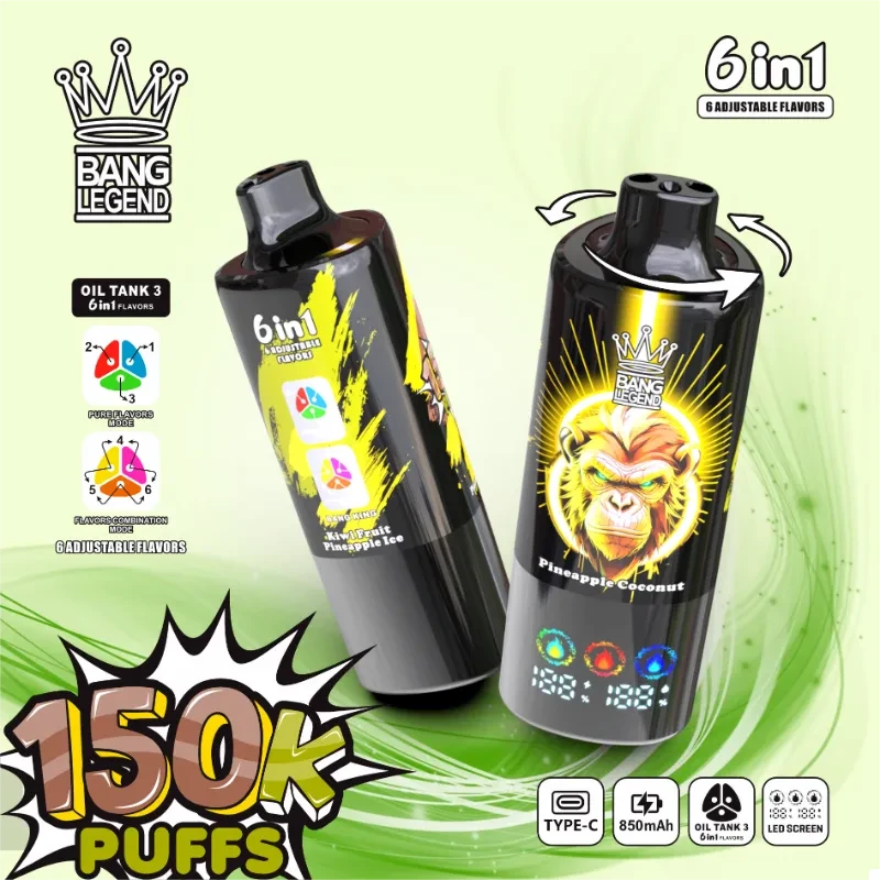 Bang Legend 150K Display LED Inteligente Bateria e Puffs Restantes Portugal