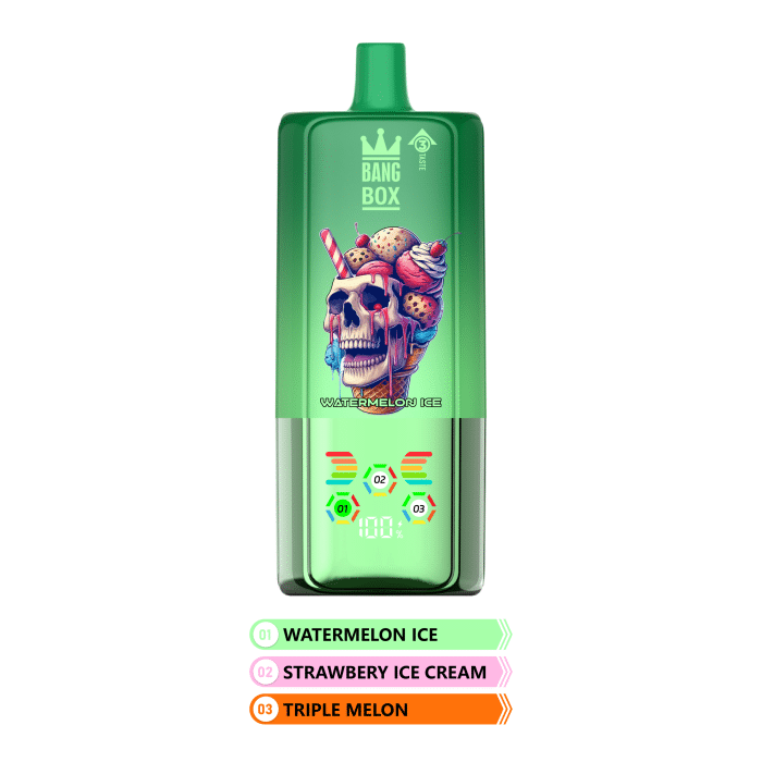Bang Box 80.000 Puffs Vape Descartável 3 em 1 - Ecrã LED Inteligente Mostra Nivel de Bateria e E-líquido