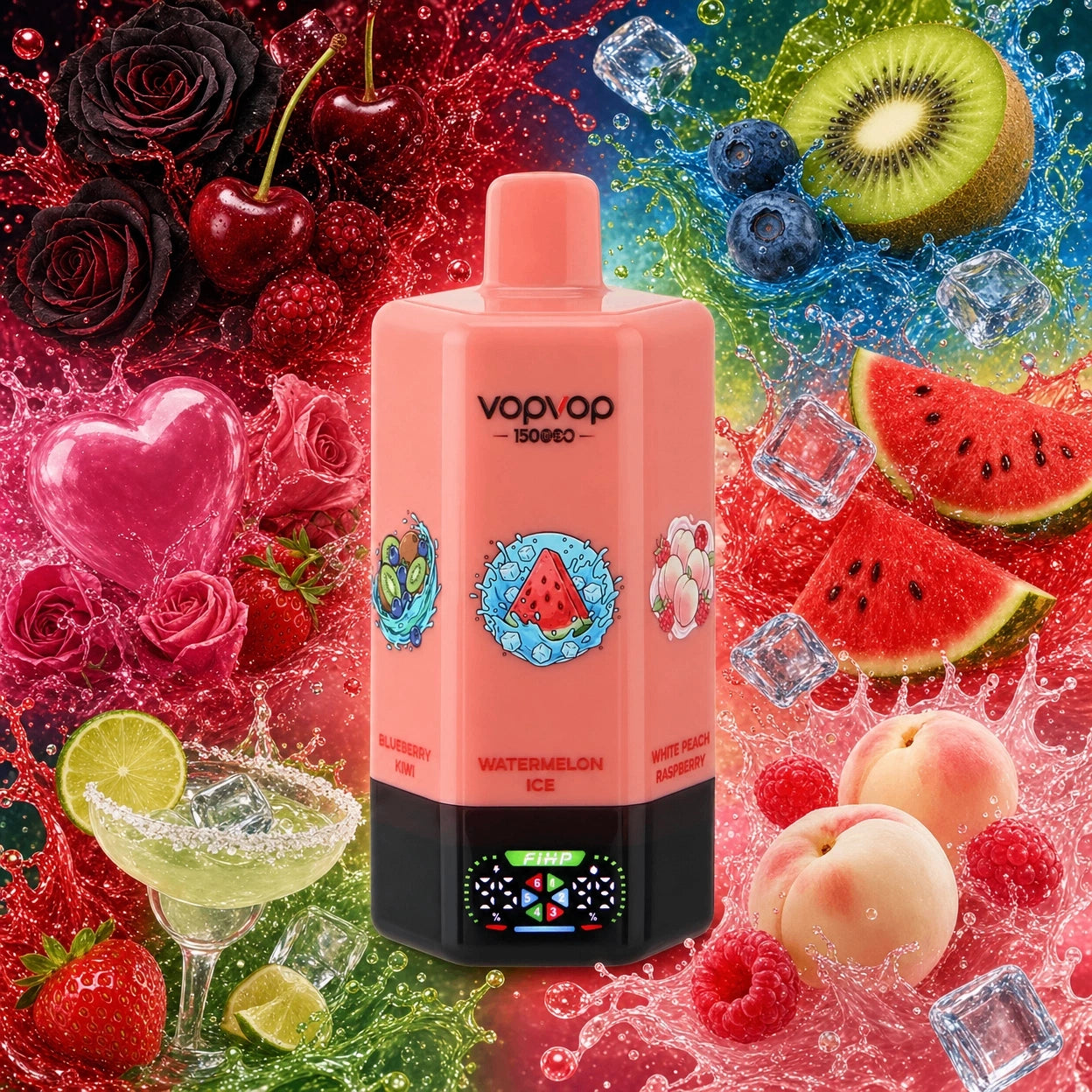 VOPVOP 150.000 Puffs 6 em 1 - Especificações Técnicas 64ml E-líquido, Mesh Coil 1.0 Ohm e Airflow