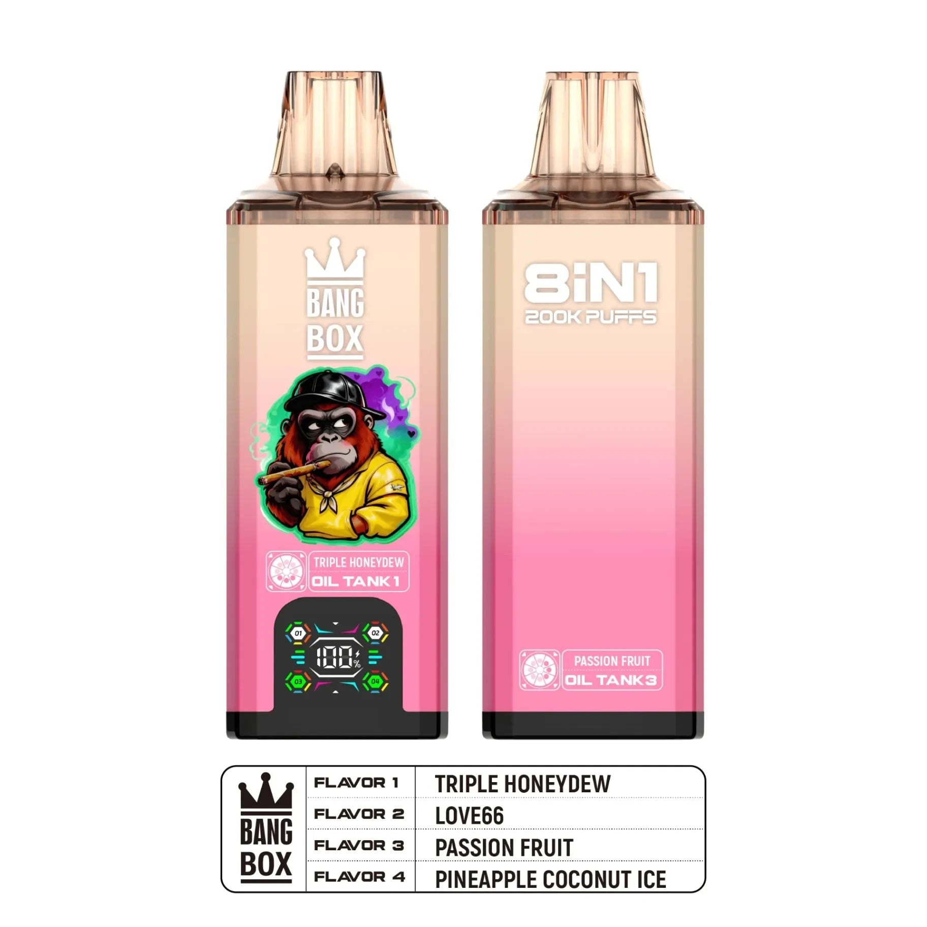 Bang Box 200.000 Puffs Vape Descartável 8 em 1 - Múltiplos Sabores Disponíveis, Escolha a sua Combinação