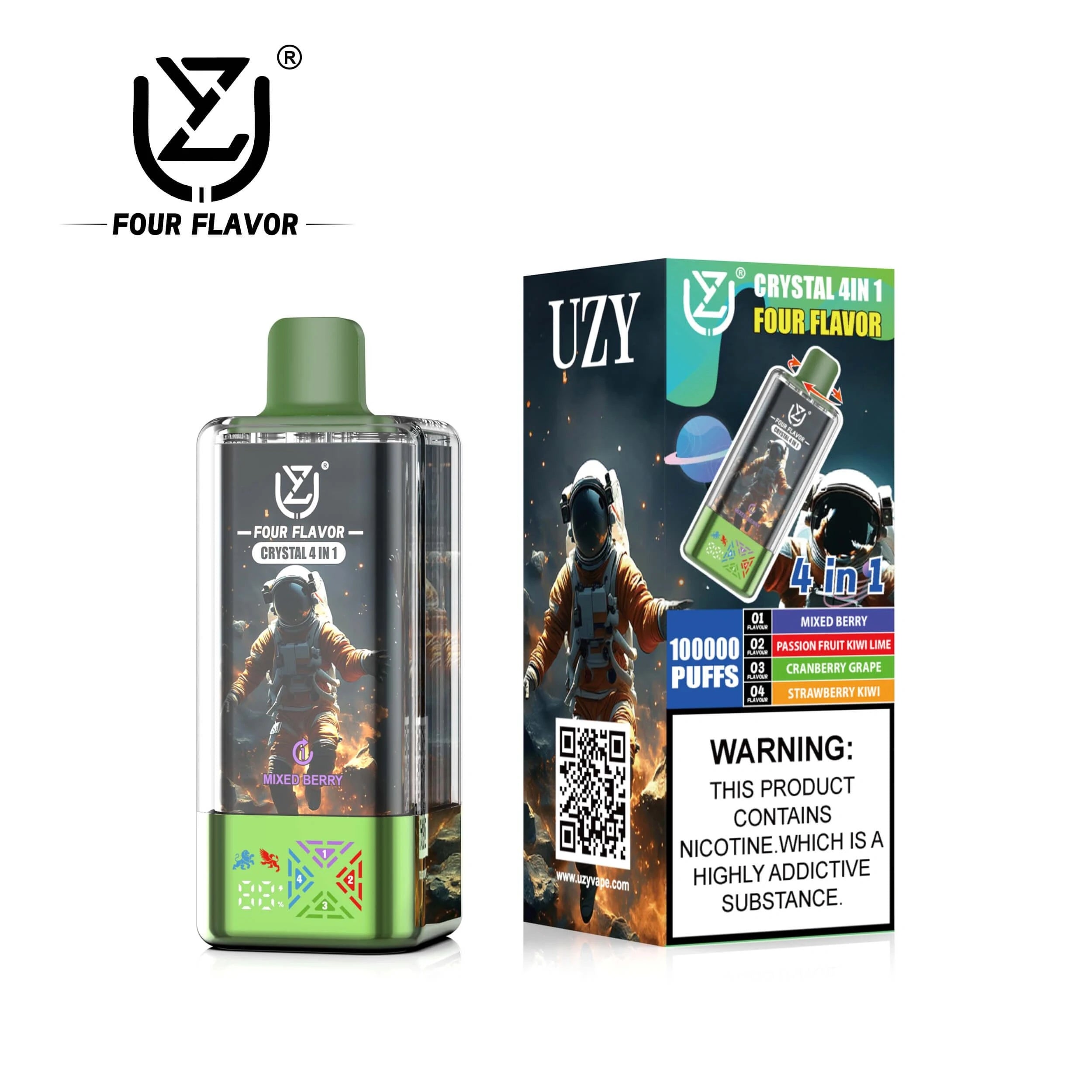 UZY 100.000 Puffs Crystal 4 em 1 - vape descartável com 56ml de e-líquido